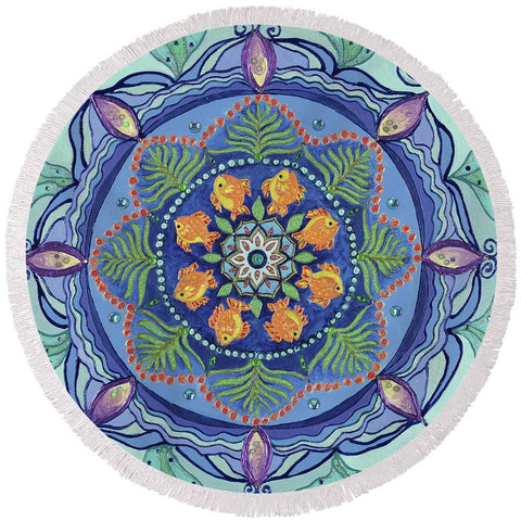 And So It Grows Expansion And Creation - Round Beach Towel - I Love Mandalas