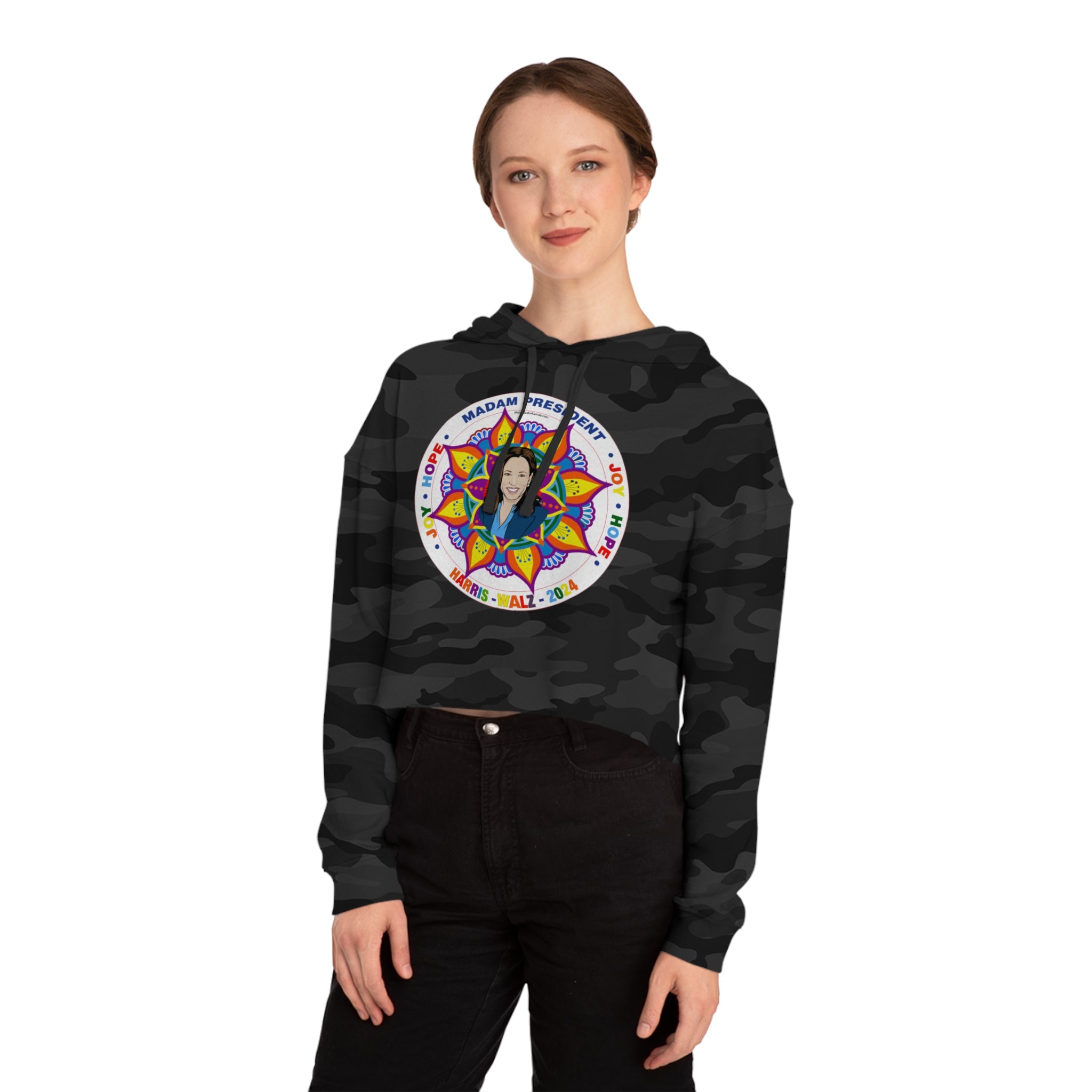 Mandalas for Kamala 2024 Women’s Cropped Hooded Sweatshirt