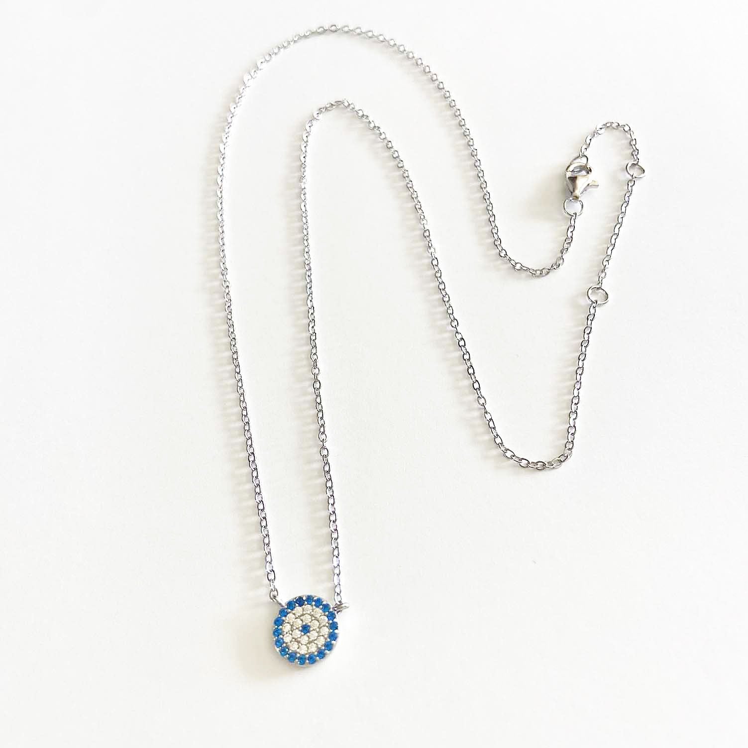Blue and Clear Quartz Circle Necklace - I Love Mandalas