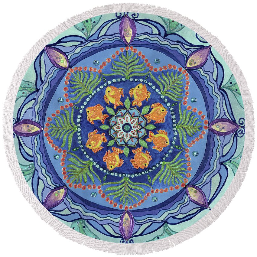 And So It Grows Expansion And Creation - Round Beach Towel - I Love Mandalas
