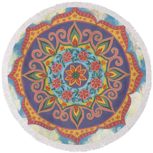 Grace And Ease The Art Of Allowing - Round Beach Towel - I Love Mandalas