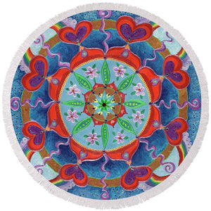 The Seed Is Planted Creation - Round Beach Towel - I Love Mandalas